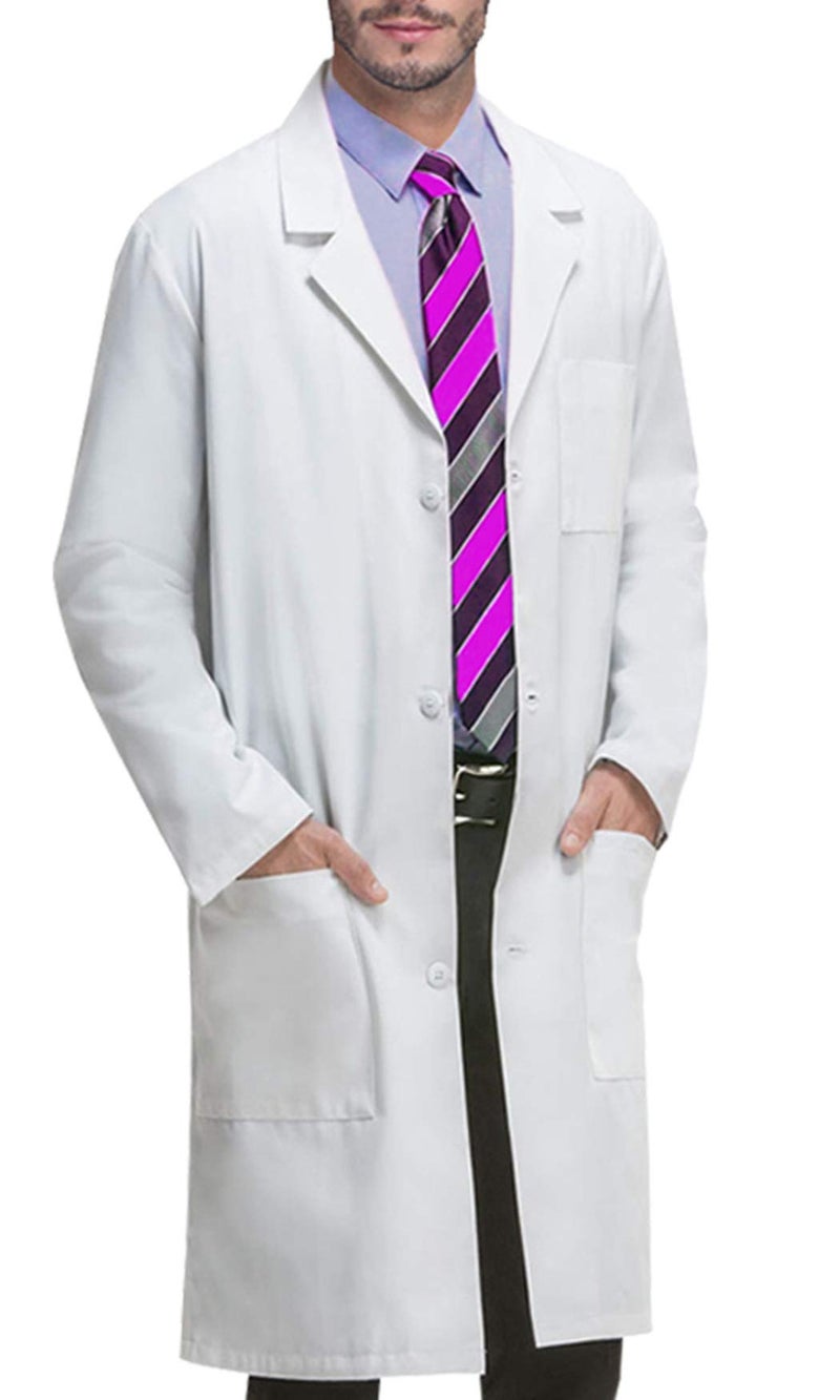VOGRYE Professional Lab Coat for Men Women Long Sleeve, White, Unisex L - Image 1